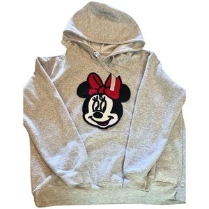 Disney Embroidered Minnie Mouse Heather Grey Hoodie XL